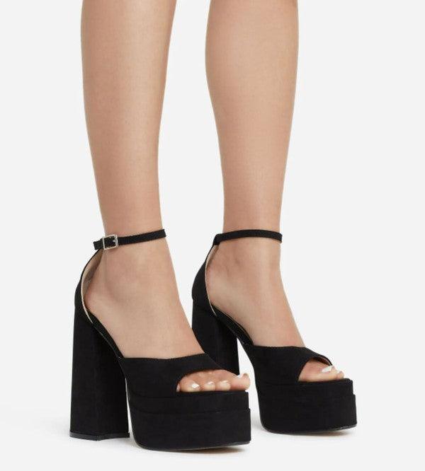 suede chunky heel platform peep toe heel - RK Collections Boutique