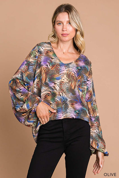 PLUS Animal Print V Neck Top - RK Collections Boutique