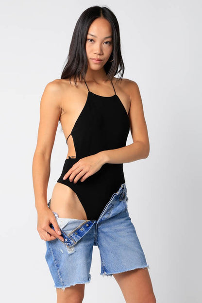 string back halter bodysuit