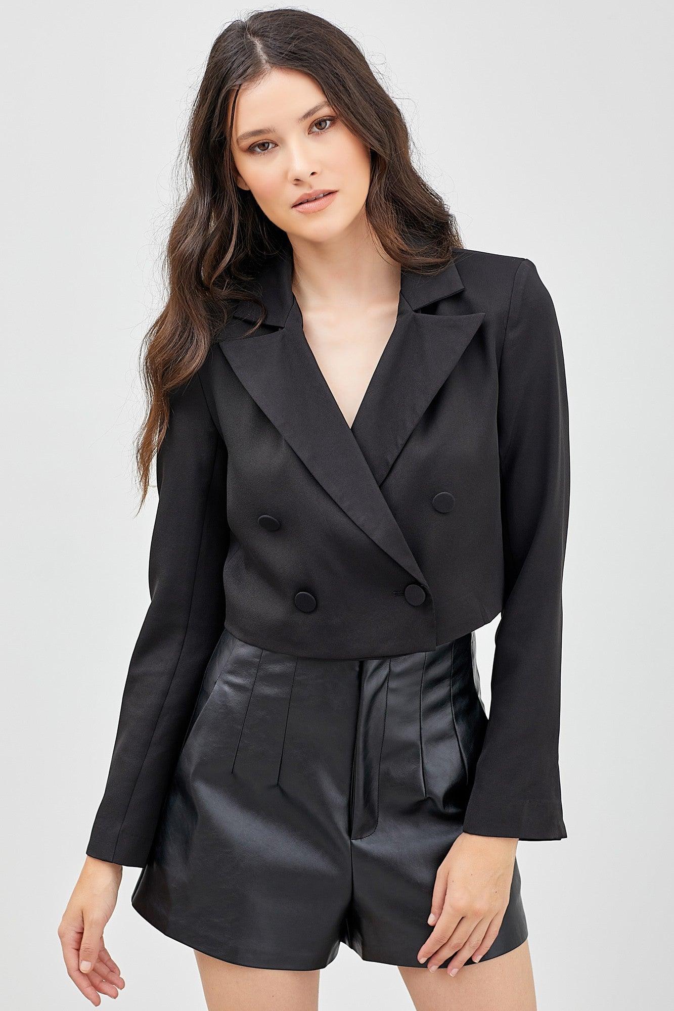 cropped double breasted blazer - RK Collections Boutique