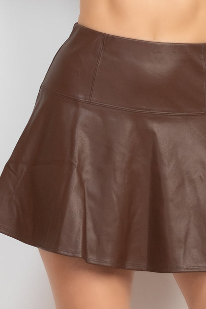 faux leather skater mini skirt