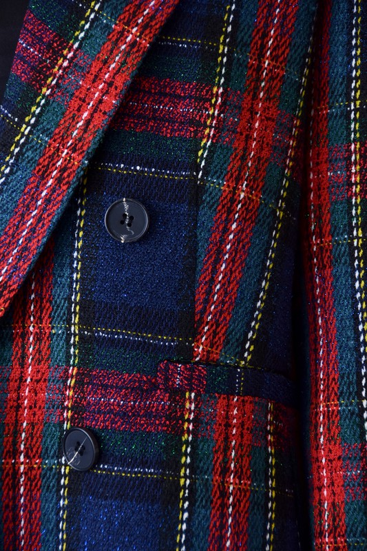 tweed double breasted tartan blazer