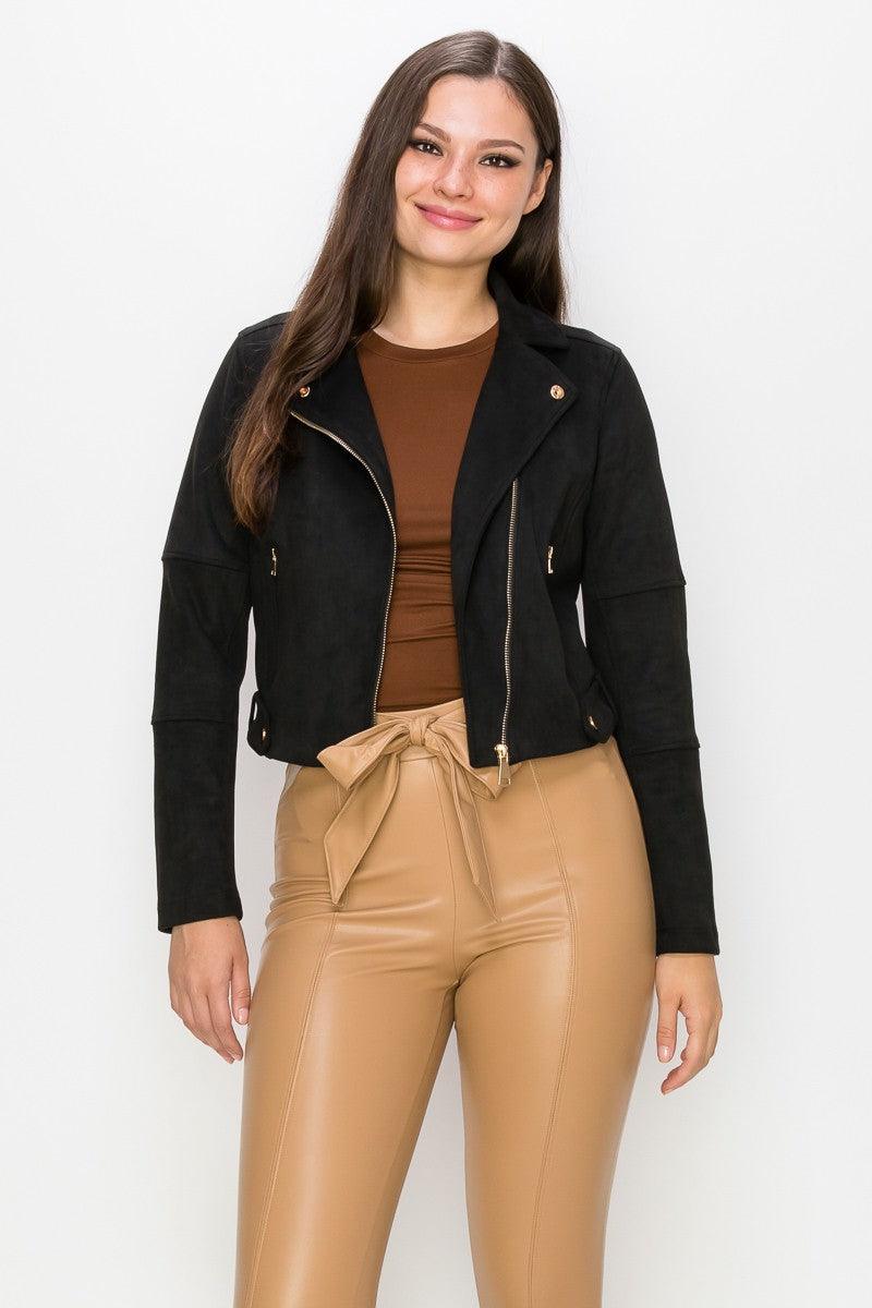 Faux Suede Moto Jacket - RK Collections Boutique