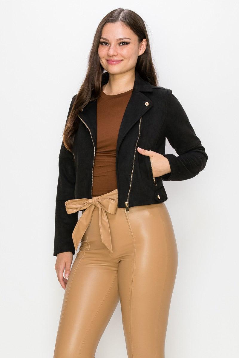 Faux Suede Moto Jacket - RK Collections Boutique