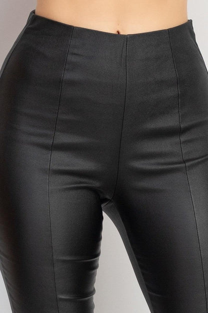 PU leather mid rise elastic pant - RK Collections Boutique