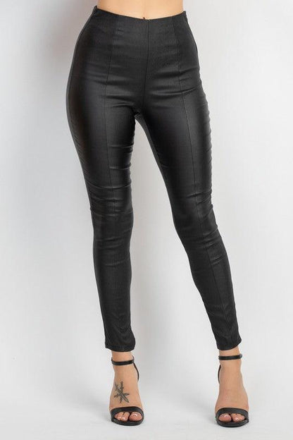 PU leather mid rise elastic pant - RK Collections Boutique