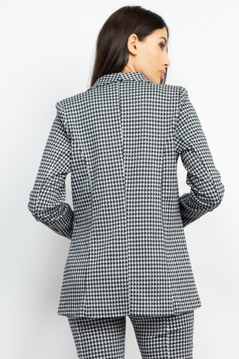 houndstooth open front blazer - RK Collections Boutique