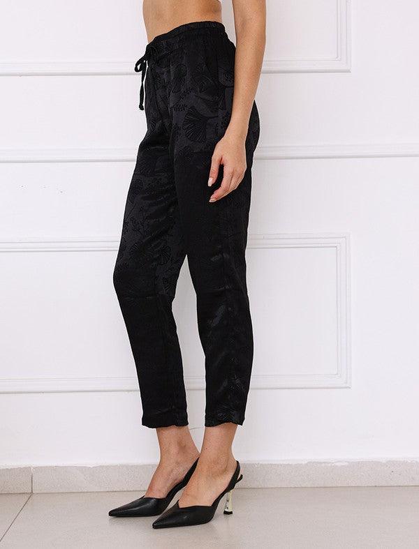 satin embroidered jogger pants - RK Collections Boutique