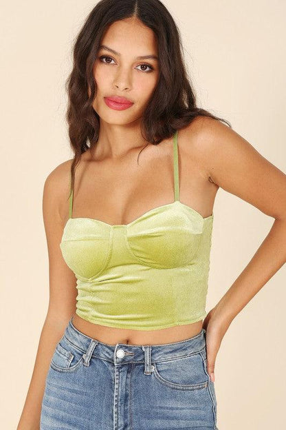 crop velvet cami top - RK Collections Boutique