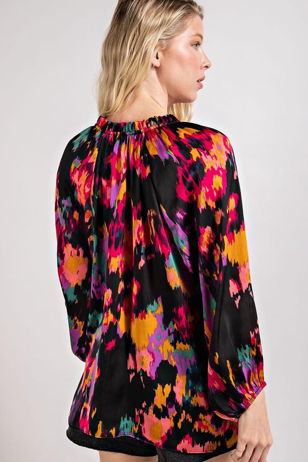 print tie neck blouse - RK Collections Boutique