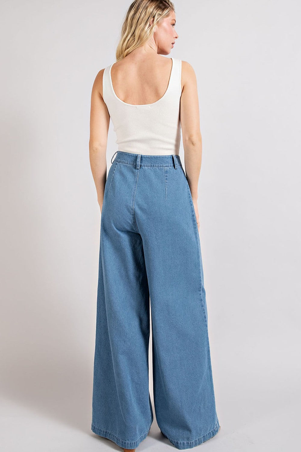 patch pocket wide leg pants