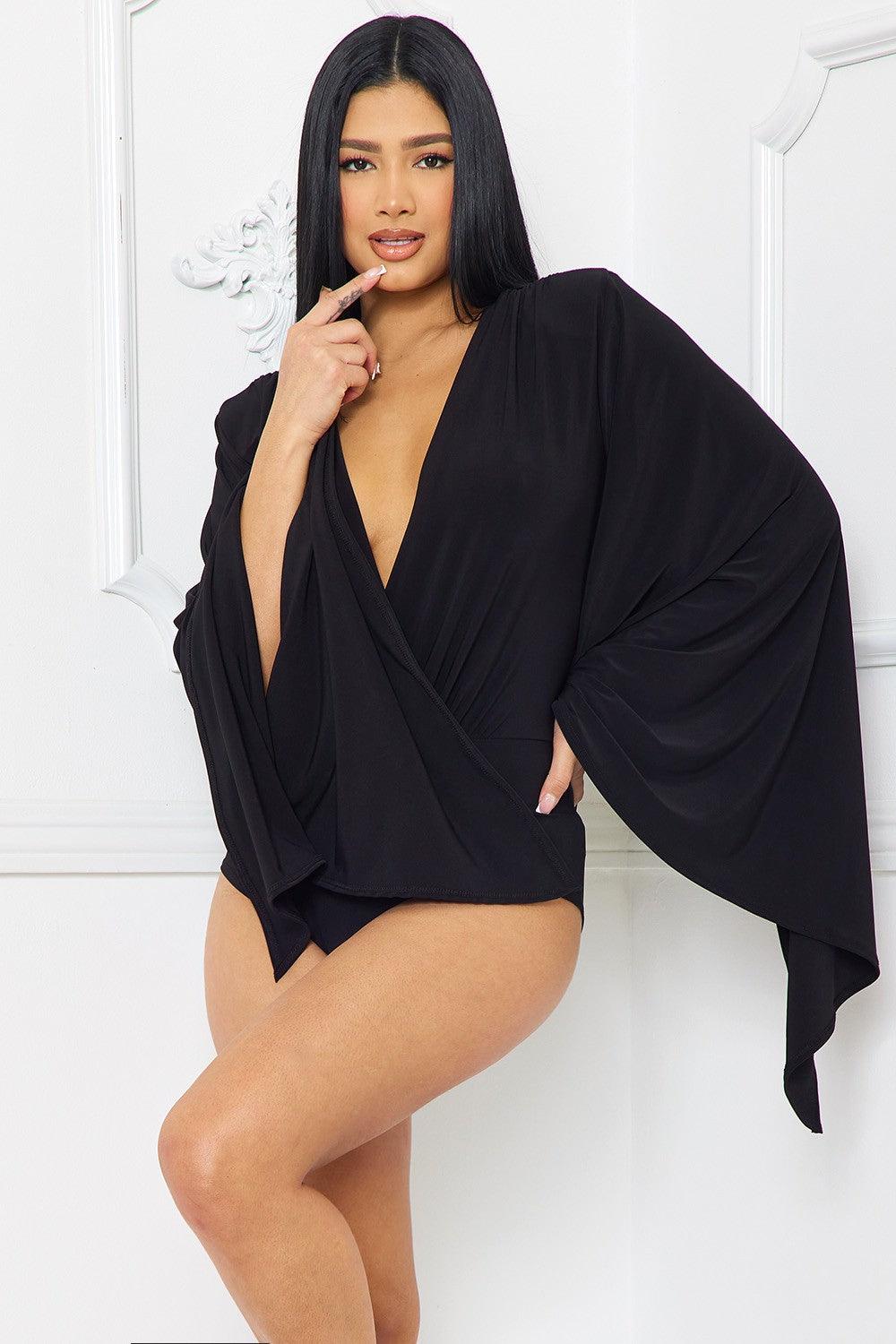 big bell split sleeve surplice bodysuit - RK Collections Boutique