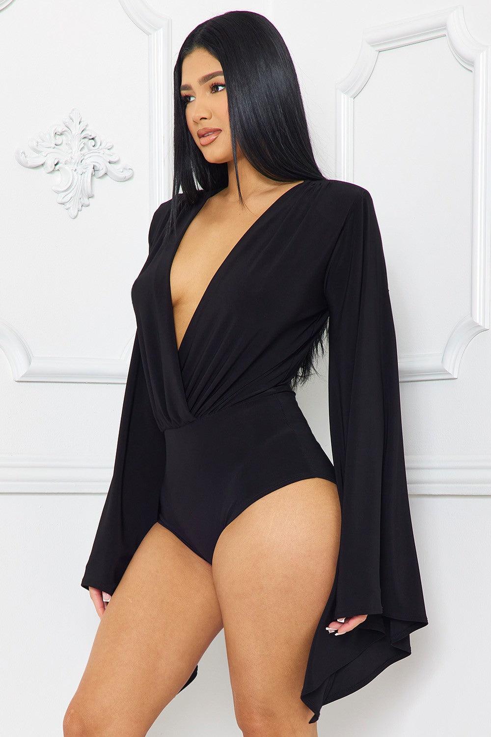 big bell split sleeve surplice bodysuit - RK Collections Boutique