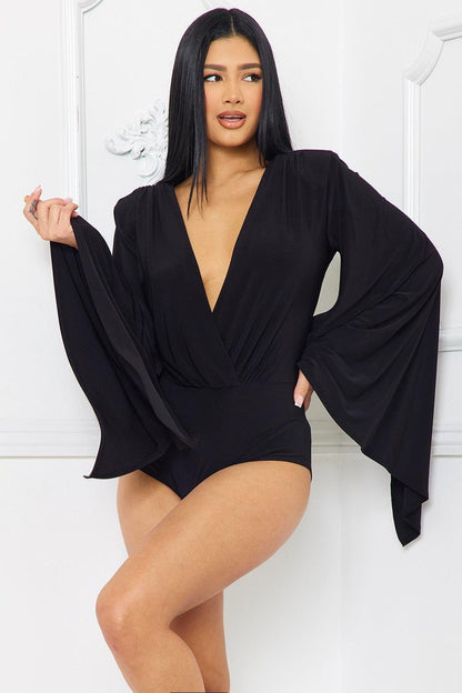 big bell split sleeve surplice bodysuit - RK Collections Boutique