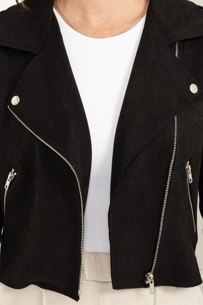 faux suede moto jacket - RK Collections Boutique