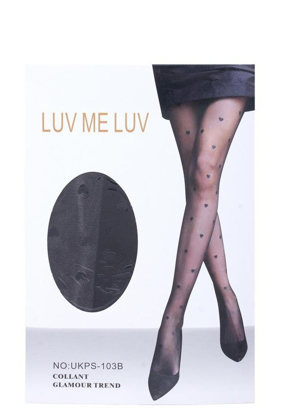 heart dotted sheer tights