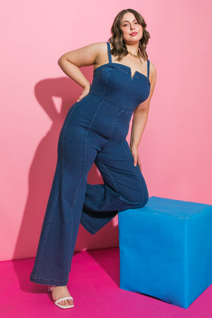 PLUS sleeveless denim jumpsuit