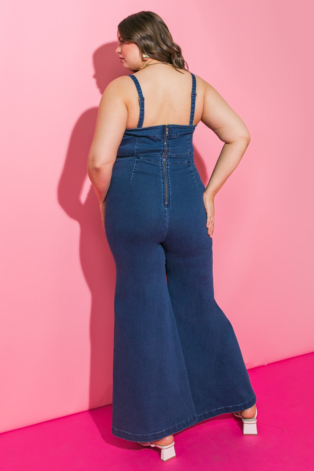 PLUS sleeveless denim jumpsuit