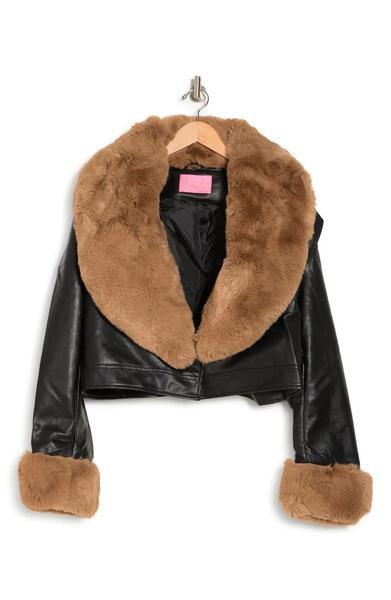 PLUS Gisele fur trim faux leather jacket - RK Collections Boutique