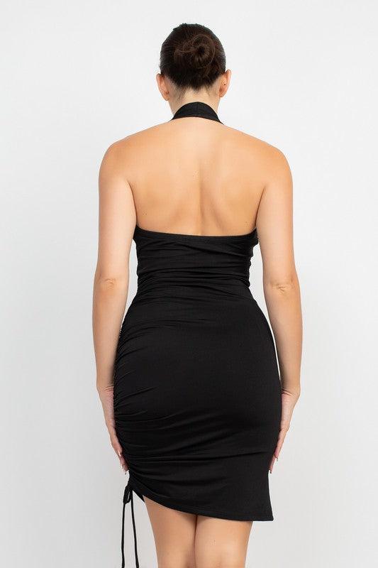 slinky double layered drawstring side dress - RK Collections Boutique