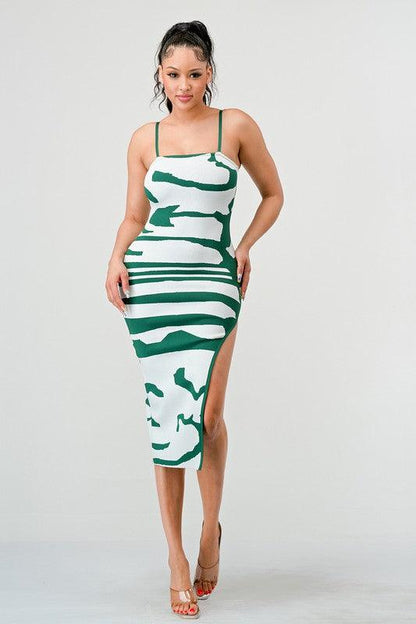 print bandage high slit tank dress - RK Collections Boutique