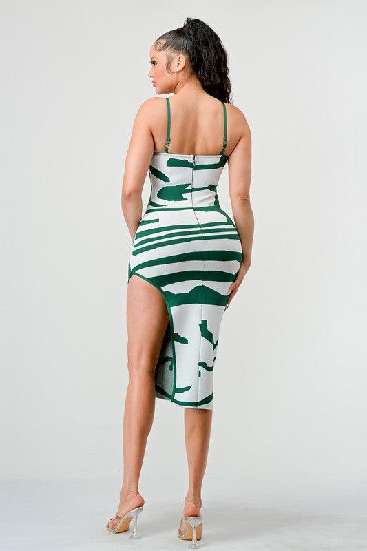 print bandage high slit tank dress - RK Collections Boutique