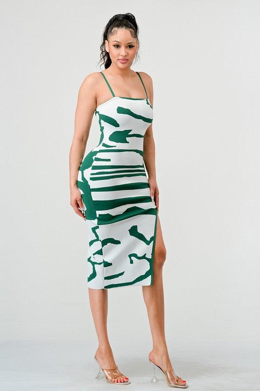 print bandage high slit tank dress - RK Collections Boutique