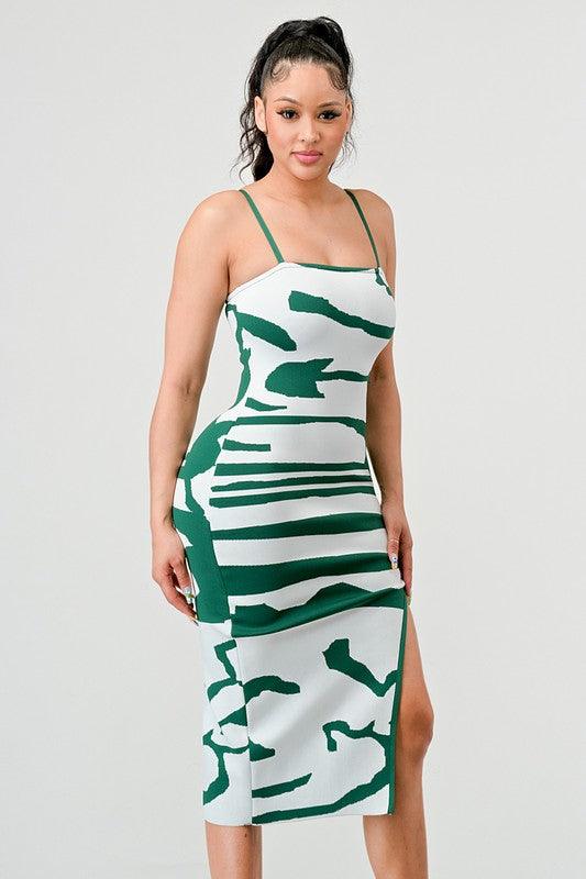 print bandage high slit tank dress - RK Collections Boutique