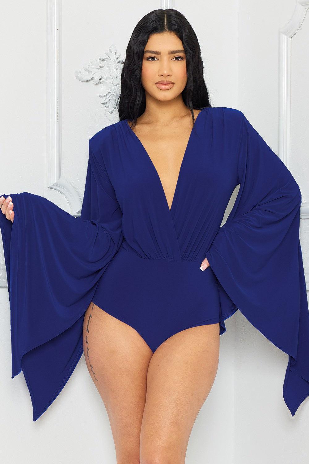 big bell split sleeve surplice bodysuit - RK Collections Boutique