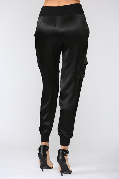 PLUS satin cargo jogger pant - RK Collections Boutique