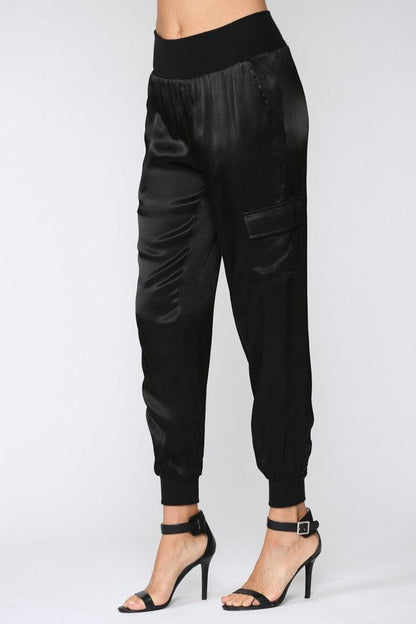 PLUS satin cargo jogger pant - RK Collections Boutique