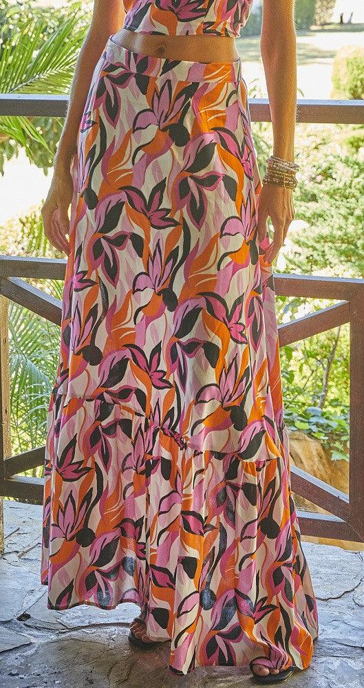 floral tiered maxi skirt - RK Collections Boutique