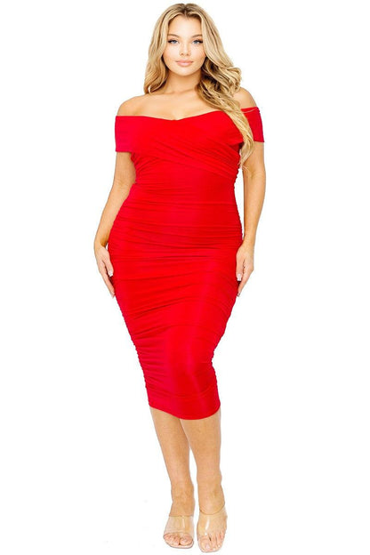 PLUS off the shoulder jersey midi dress - RK Collections Boutique