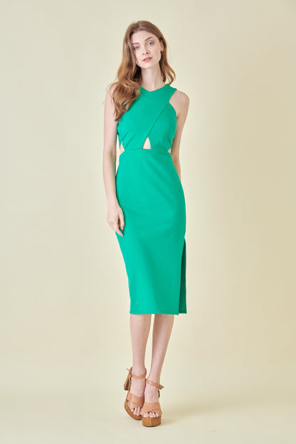 cutout sleeveless midi dress