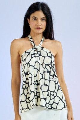 giraffe print satin halter top - RK Collections Boutique