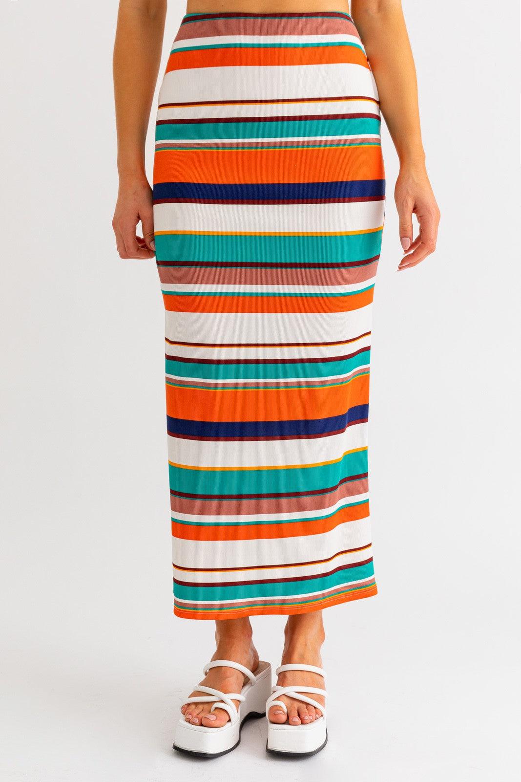 2pc set-ribbed stripe tank top & maxi skirt - RK Collections Boutique