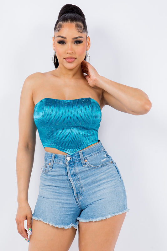 rhinestone studded strapless top