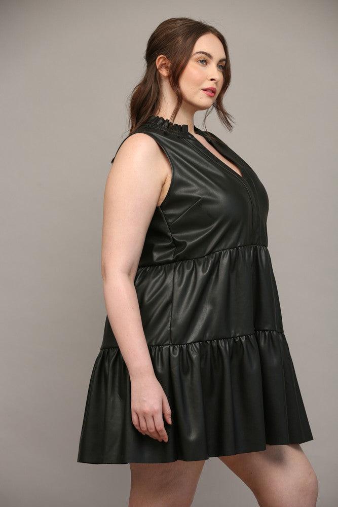 PLUS faux leather ruffle dress - RK Collections Boutique