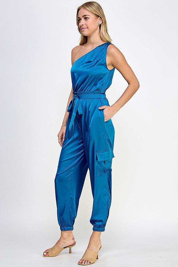 One Shoulder Jogger Jumpsuit - RK Collections Boutique