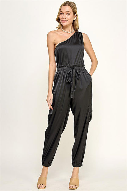 One Shoulder Jogger Jumpsuit - RK Collections Boutique