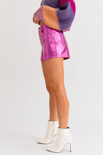 faux leather metallic shorts - RK Collections Boutique