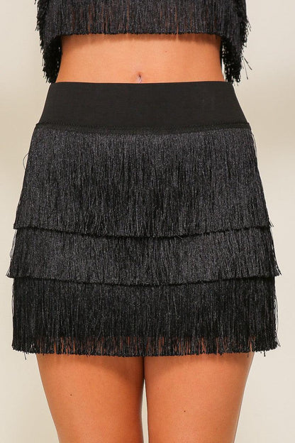 2pc set- fringe crop tank & mini skirt - RK Collections Boutique