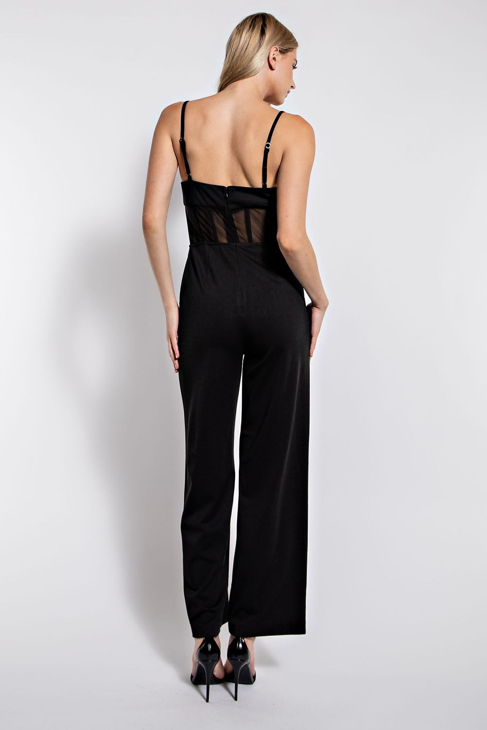 sheer corset sleeveless jumpsuit