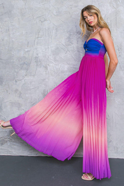 strapless ombre wide leg jumpsuit - RK Collections Boutique