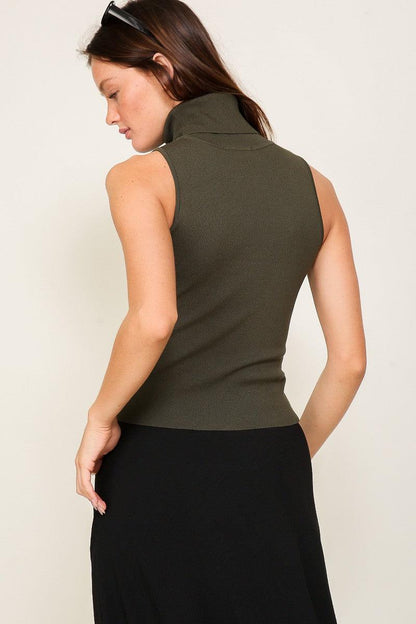 Sleeveless Turtleneck knit top - RK Collections Boutique