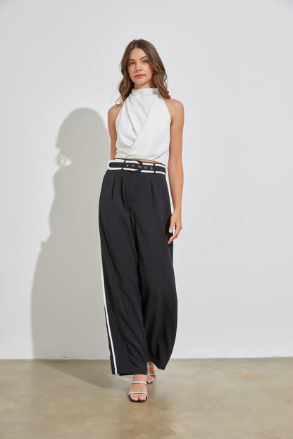 contrast wide leg pants - RK Collections Boutique