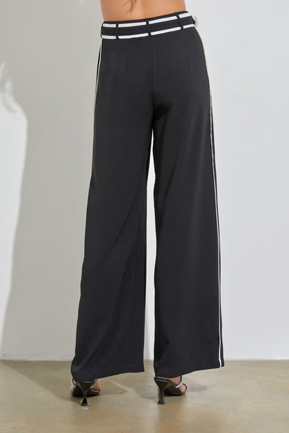 contrast wide leg pants - RK Collections Boutique