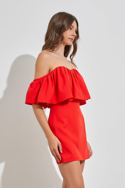 off the shoulder ruffle dress - RK Collections Boutique