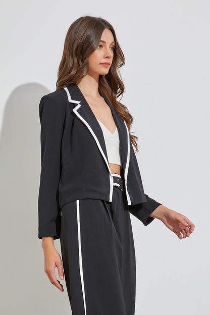 contrast trim short blazer - RK Collections Boutique