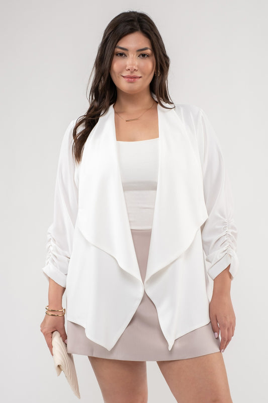 PLUS 3/4 sleeve drape blazer